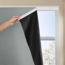 Magic Tape Stick on Portable Curtains for Windows,Bedroom Blackout Curtains for - Thermal Lnsulated No Drill Curtains Room Darkening Black Small Drapes(1 Panels,47Wx72L inch-Silver Gray)
