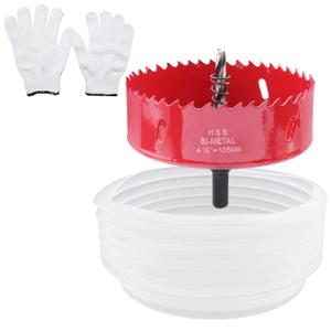 Geesatis 4-1/8 Inch Bimetal Hole Saw, Hole Cutter with Dust Bowl Catcher, Handy Hole Saw Kit Set for Metal, Wood, Plastic Cutting, Drywall, PVC Boards, Fiberglass and Vent Pipes