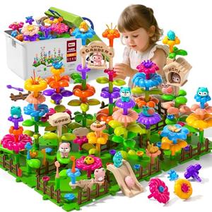 145 Pcs Toys for 3 Year Old Girl,Toddler Gardening Set Flower Garden Toy Girls Building Sets Best Educational Learning Fine DIY Crafts Stem Construction Stacking Kit,for 3 4 5 6 7 Years Kids