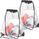 HAOGUAGUA 2 Pieces Clear Drawstring Bags, Waterproof Small Clear Bag for Stadium Colleges Sport Event Work Concert Security Approved