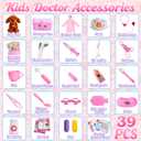 Girl Toys Doctor Kit for Toddlers 3-5 with Plush Dog, 39 PCS Kids Vet Play Set with Heartbeat Sound Stethoscope & Dress Up Toddler Doctor Costume & Hat, Pretend Play Pet Vet Toy for Girls Gifts