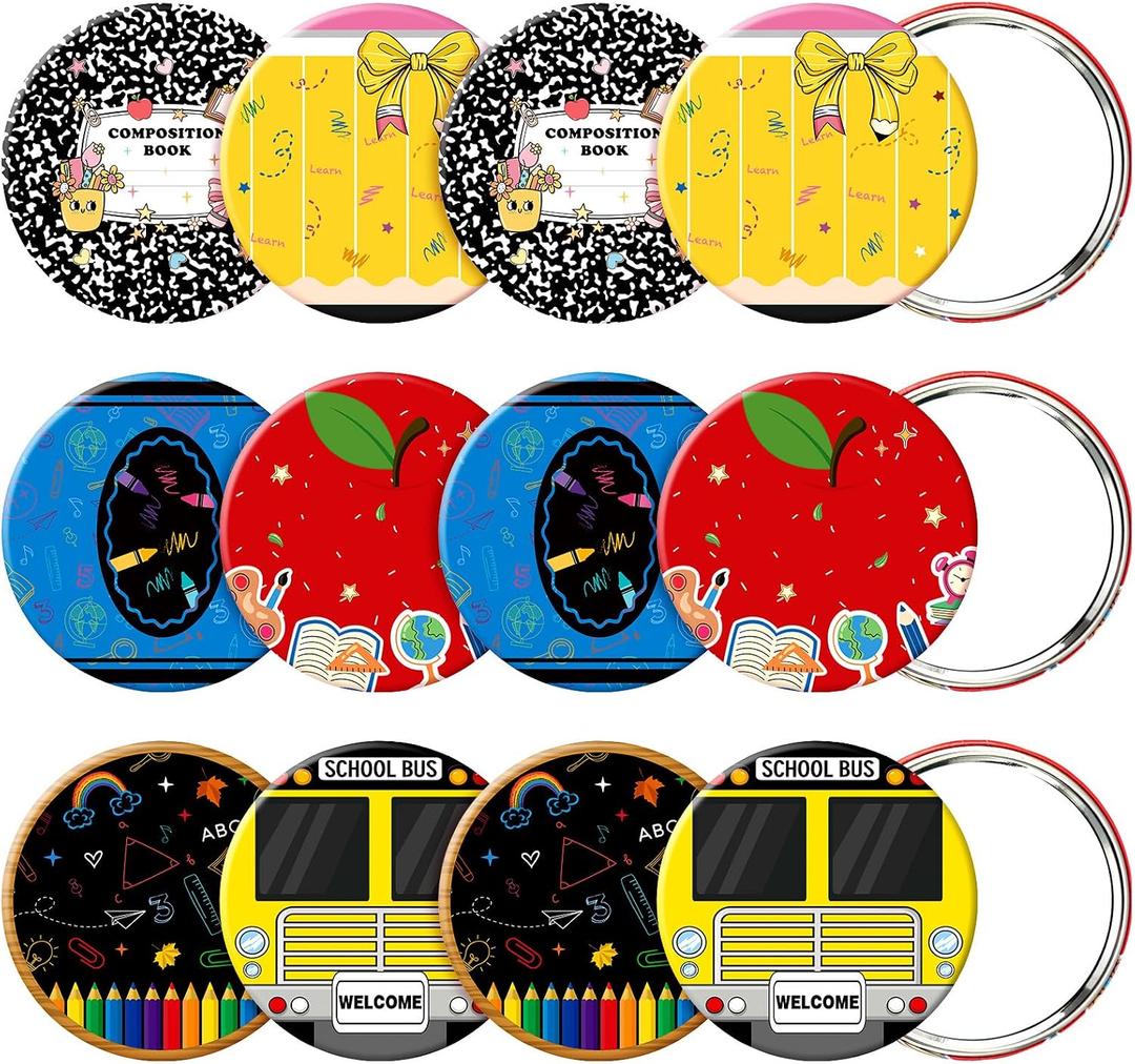 Geelin 12 Pcs End of School Year Teacher Appreciation Gifts Mini Compact Mirror Bulk Coquette Aesthetic Graduation Party Favors Mini Mirror for Purse Pocket Teaching Women Team Birthday Graduation