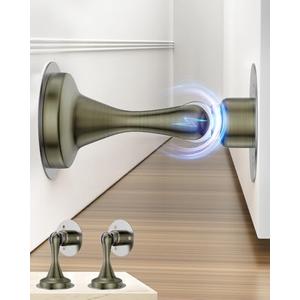 Door Stoppers Magnetic Door Catch - 2 Pack Stainless Steel Heavy Duty Door Stops for Bottom of Door, Wall & Floor Mounting No-Drill Strong Adhesive & Screws, Door Holder to Keep Door Open,Bronze