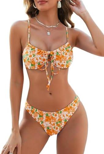 ZAFUL Women High Cut Bikini Sets String Sexy Swimsuit Two Piece Underwire Bathing Suit Brazilian Cheeky Cut Out Cute Swimwear, L