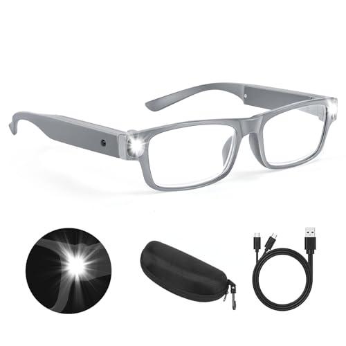 200% Magnifying Glasses with Light,USB Rechargeable LED Lighted Magnifying Eyewear,Hands Free Head Magnifier Eyeglasses for Close Work,Hobbies,Reading,Craft,Jewellery,Sewing