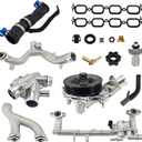LR090630 Aluminum Cooling System Kit Compatible with Jaguar F-Type XF XJ XKR XFR for Land Rover Range Rover Range Rover Sport LR4 2010-2017 5.0L V8 Engine Replaces# LR109402 LR122709 LR018273