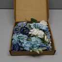 Artificial Flowers Combo Box Set Dusty Blue Flowers for DIY Wedding Bouquet Arrangements Bridal Shower Party Home Decorations(White Blue Rose)