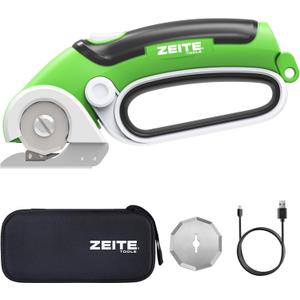 ZEITE 4V Cardboard Box Cutter,Cordless Electric Scissors,Max Cutting 1/4",Ideal for Cardboard,Thin Carpet & Plastic Recycling,Easy to Hold and Safe,Green