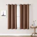 ChrisDowa Small Window Curtains 50 inches Long for Bedroom - Grommet Short Thermal Insulated Room Darkening Curtains for Kitchen (2 Panels, Cappuccino, 29 x 50 Inch)