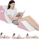 4PCS Orthopedic Bed Wedge Pillow Set for Post Surgery & Pain Relief, Adjustable Wedge Pillow for Back, Acid Reflux,Sitting up in Bed,Recovery, Snoring, Body Pillow for Sleeping (4PCS-22'', White/Pink)