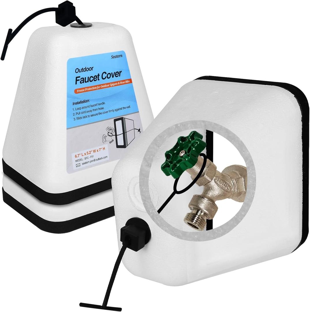 Outdoor Foam Faucet Covers for Winter, Large Size 6.7" L x 5.2" W x 7" H Freeze Protection Foam Spigot Protector (2 Pack) for Outside Water Spigot Insulation