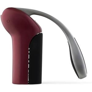 Rabbit Vertical Corkscrew Bottle Opener with One-Pull Design, Foil Cutter Included, Easy to Use Manual Lever, Durable Stainless Steel Spiral, Black (Merlot)