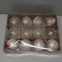 12PCS Champagne Gold Glitter Christmas Tree Ornaments  3.15 Shatterproof Baubles with Clear Sparkly Sequin & Star Accents, Holiday Ball Decorations for Xmas Tree, Party & Home Dcor (Champagne)