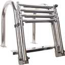 Mojiate 4-Step Stainless Steel Telescoping Dock Ladder for Pontoon Boats - Heavy Duty 600lbs Capacity, Foldable Rear Entry Swim Ladder with Wide Anti-Slip Pedals & Handrails