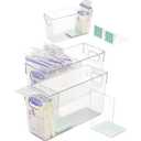 Breastmilk Storage Container with L Shaped Dividers to Flatten Standing Breast Milk Bags in Organizer Bins Save Refrigerator Space | 2 Containers with 4 Removable Separator Boards - Green