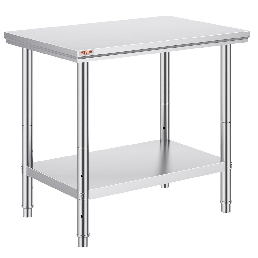Vevor Stainless Steel 900x600x800 mm Commercial Kitchen Prep & Heavy Duty Metal Work Table with Adjustable Feet for Restaurant, Home and Hotel : Industrial & Scientific