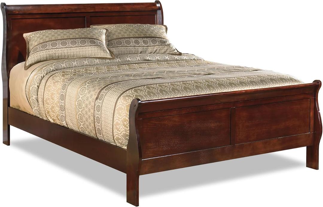 Signature Design by Ashley Alisdair Traditional California King Sleigh Bed, Foundation or Box Spring Needed, Dark Brown