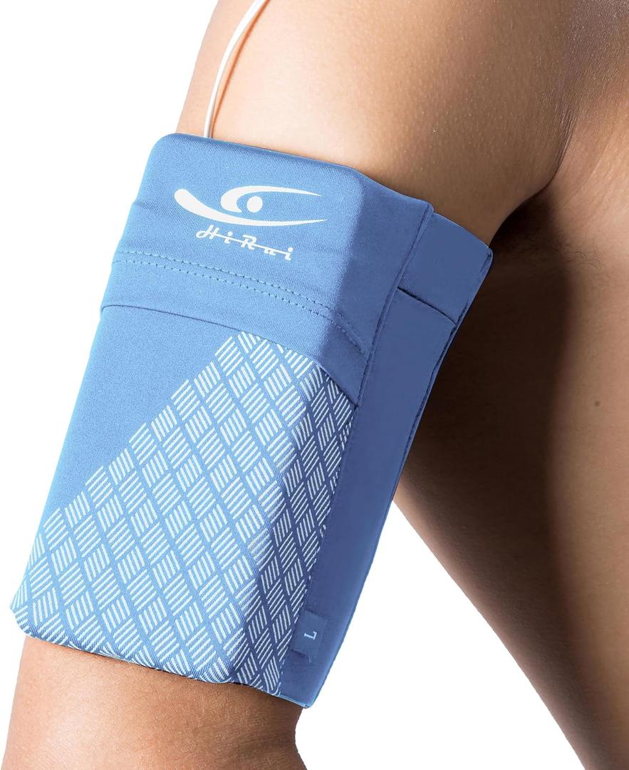 HiRui Universal Sports Armband Cell Phone Armband Sleeves Running Armband for Exercise Workout, Compatible with iPhone 16/16Plus/Pro/15/15Plus/14/13 Samsung Galaxy All Phones (Large, Blue)