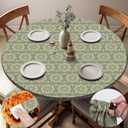 Fitted Round Tablecloth Wipeable Table Cloths Vinyl Indoor Outdoor Circle Covers for 36-44inch Table Dining Living Room Home Must Haves Gifts Summer Fall Patio Picnic Camping Garden Stuff