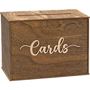 Cregugua Rustic Wooden Card box 12x9x7 Inch Box for Wedding Birthday Baby Shower Graduation Party