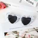 Heart Sunglasses Bride to Be Gifts - Pearl Bride Glasses for Bachelorette Party Favors (White Pearls Colored Diamonds)