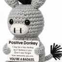 Graduation Stuffers for Women Men Adult Teen - Positive Donkey Crochet for Birthday Gifts Daily Affirmation Support for Her Him, Funny Inspirational Self Care Holiday Essentials