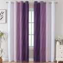 Estelar Textiler Purple and Greyish White Ombre Blackout Curtains 84 Inches Long, Full Room Darkening Grommet Curtains for Bedroom, Thermal Insulated Blackout Drapes for Living Room, 52Wx84L, 2 Panels