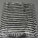 Women's Boho Blouse Black Stripe Bowknot Cutout Back Drop Shoulder Wide Bracelet Sleeve Loose Tee, XL