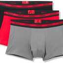 HUGO Men's Pack of 2, Bold Logo Cotton Stretch Trunks, L, Red, Black