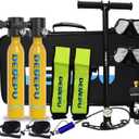 DEDEPUS3000 Mini Scuba Diving Tank Equipment, Cylinder with 10-15 Minutes Capability, 0.5 Litre Capacity Refillable Design, Used for Underwater Diving Breathing Training (Yellow)