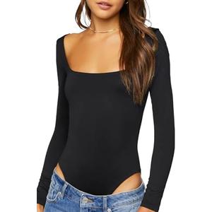 Forever 21 Women's Long-sleeve Bodysuit, Extra Large, Black 