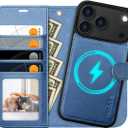 OCASE for iPhone 17 Pro Max Detachable Wallet Case with Card Holder, 2 in 1 PU Leather Flip Folio with RFID Blocking Stand Wrist Strap Shockproof Phone Cover 6.9 Inch 2025, Light Blue