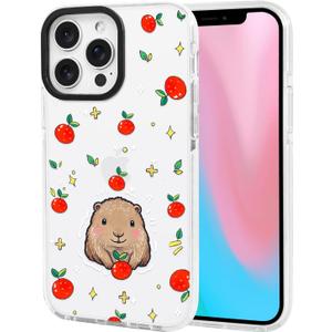 ChiCsFleur for iPhone 14 Pro Max Case, TPU Phone case with Camera Protection for Women Girls Teens - Capybara Orange Fruit Sparkle Artsy Fun Kawaii Animal Y2K Sorority Aesthetic Unique