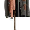 Industrial Coat Rack, Metal Pipe Coat Rack Stand Freestanding with 6 Hooks, Heavy Duty Coat Tree Sturdy Coat Racks for Entryway, Hallway, Bedroom (Vintage gold)