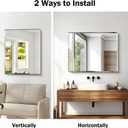 CILIBER Beveled Mirror, 24x30 Frameless Beveled Bathroom Mirrors for Wall, 3mm Tempered Glass Rectangle Vanity Mirror with Beveled Edge, Crystal-Clear, Hangs Horizontally or Vertically