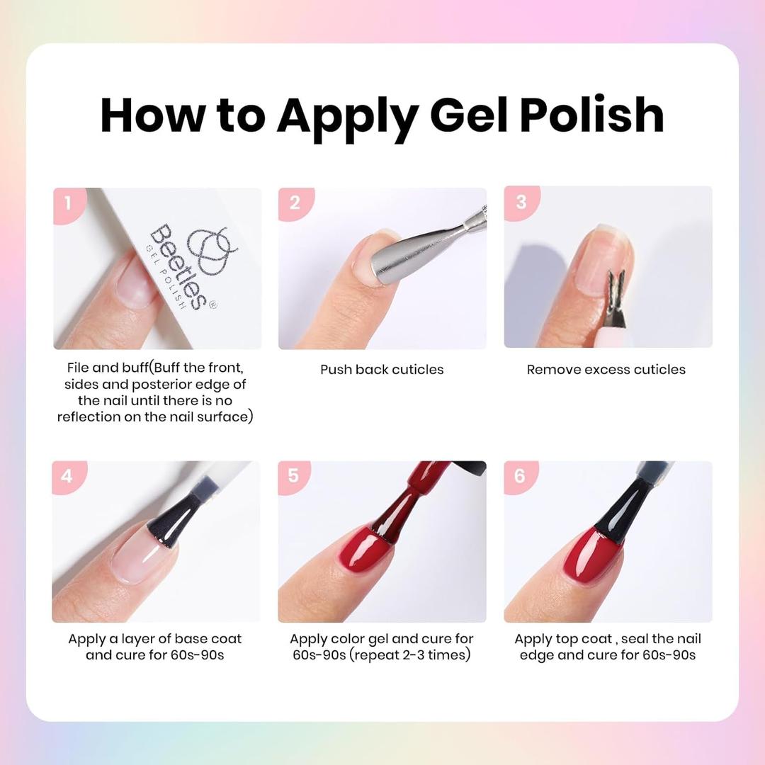 beetles Gel Polish Nail Set, 6 Colors  Uv Lamp All Seasons Gifts for Her