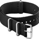 Archer Watch Straps - Classic Military Style Nylon Watch Bands (Black, 18mm)