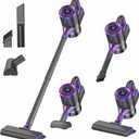 Cordless Vacuum Cleaner, Powerful Suction Vacuum Cleaners for Home, Stick Vacuum Cordless Rechargeable with LED Screen and 3-Speed Suction, Lightweight Handheld Vacuum for Pet Hair, Hard Floor, Carpet (Purple)