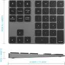 Foloda Bluetooth Numeric Keypad, Aluminum Rechargeable 34-Keys Wireless Number Pad External 10 Keys Numpad Data Entry Compatible for Laptop MacBook Mac Windows (Black)