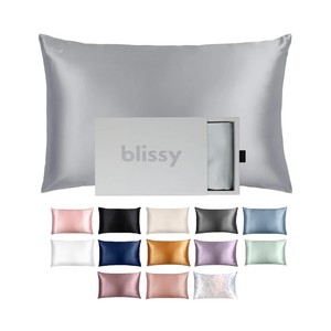 Blissy Silk Pillowcase - 100% Pure Mulberry Silk - 22 Momme 6A High-Grade Fibers - Silk Pillow Cover for Hair & Skin - Regular, Queen & King (Silver, Queen