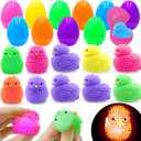 18 Pack Easter Egg Fillers Chick LED Puffer Balls , Light up Flashing Spiky Toys Bulk Glow in The Dark for Kids Boys Girls Classroom Prizes Easter Basket Stuffers Party Favors