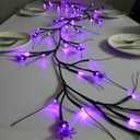 6FT Halloween Spider LED Willow Branch Lights, Artificial Willow Vine Light with 8 Lighting Modes, 18 Purple Spider Battery Operated for Mantle Wall Fireplace Decorations