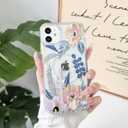 NITITOP Compatible with iPhone 11 Case Clear Magnetic Compatible with MagSafe Cute Metallic Flowers Floral for Women Girls Hard PC Back Shockproof Protective Phone Cover - Blue