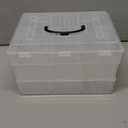 MyGift 11 Inch Clear Plastic Storage Box Container, Arts and Crafts Sewing Supplies Organizer Case with Black Accents, 24 Customizable Compartments, and 6 Drawers with Removable Dividers