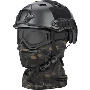 Airsoft Helmet,Black Tactical Helmet with Airsoft Accessories,Tactical Airsoft Gear (A/PJ-MCBK)