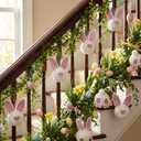 Remuuly 24 Pcs Easter Bunny Ornaments Cute Colorful Hanging Spring Plush Rabbit Decorations for Mantels Rustic Easter Holiday Craft Decor for Fireplace Wall Home Office Indoor Spring Decor Supplies