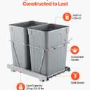 VEVOR Pullout Trash Can for Kitchen Cabinets, 35 QT x2 Double Under Sink Garbage Waste Recycling Bin, Under Mount Waste Container, with Heavy Duty Metal Full Extension Sliding System and Handle Grey