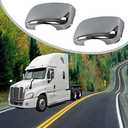 CPOWACE Pair Hood Mirror Covers Kit Driver and Passenger Sides Fit for Freightliner Cascadia (Chrome)