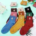 Eurzom 10 Pairs Socks Womens Crew Elastic Ankle Length Cotton Socks Aesthetic Cute Lightweight Low Cut Gifts for Women (One Size, Bear)