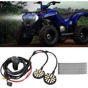 motoparty for Yamaha Headlight Kit Grizzly 90 2019-2024 Left and Right Waterproof LED Lights Easy Installation Waterproof